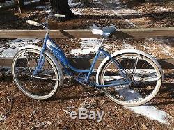 Vintage 1961 Ladies Schwinn Flying Star Blue And White Bicycle 26 Rims USA