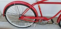 Vintage 1962 Schwinn Typhoon Mens 26 Bicycle With Red Band 2 Speed Kick Back Hub