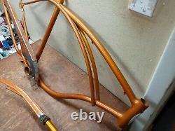 Vintage 1965 Schwinn Jaguar Coppertone 26 tank Bicycle frame fork chainguard s7