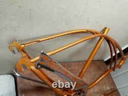 Vintage 1965 Schwinn Jaguar Coppertone 26 tank Bicycle frame fork chainguard s7