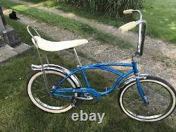 Vintage 1965 Schwinn Stingray Deluxe Blue Two Speed Kickback Blue Band Bicycle