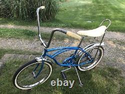 Vintage 1965 Schwinn Stingray Deluxe Blue Two Speed Kickback Blue Band Bicycle