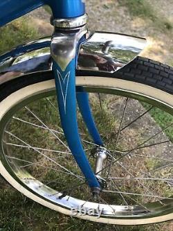 Vintage 1965 Schwinn Stingray Deluxe Blue Two Speed Kickback Blue Band Bicycle
