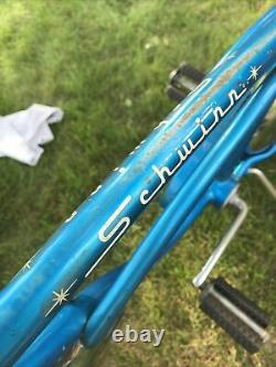 Vintage 1965 Schwinn Stingray Deluxe Blue Two Speed Kickback Blue Band Bicycle