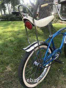 Vintage 1965 Schwinn Stingray Deluxe Blue Two Speed Kickback Blue Band Bicycle