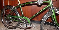 Vintage 1967 Schwinn Stingray Fastback 5 Speed Stik Shift Bicycle Campus Green