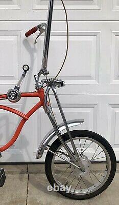 Vintage 1969 Schwinn Stingray Orange Krate Muscle Bike, Old Banana Seat Bicycle