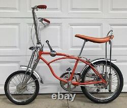 Vintage 1969 Schwinn Stingray Orange Krate Muscle Bike, Old Banana Seat Bicycle