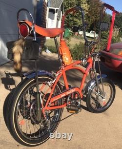 Vintage 1970 Schwinn Orange Krate 5 Speed Bicycle With Lots Of Accessories