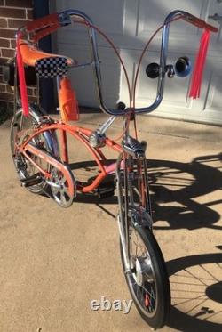 Vintage 1970 Schwinn Orange Krate 5 Speed Bicycle With Lots Of Accessories