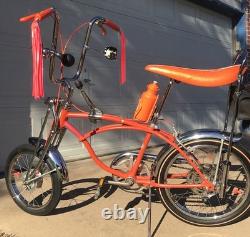 Vintage 1970 Schwinn Orange Krate 5 Speed Bicycle With Lots Of Accessories
