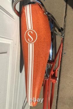 Vintage 1970 Schwinn Orange Krate 5 Speed Bicycle With Lots Of Accessories