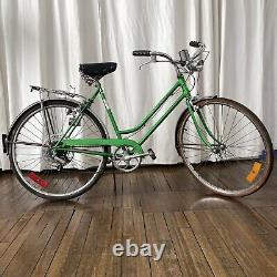 Vintage 1970s Schwinn Collegiate Green 5 Speed Women's Bicycle with Rack Headlight