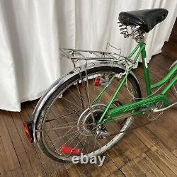 Vintage 1970s Schwinn Collegiate Green 5 Speed Women's Bicycle with Rack Headlight