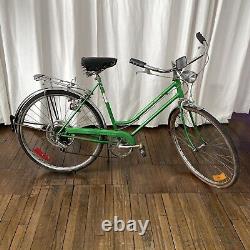 Vintage 1970s Schwinn Collegiate Green 5 Speed Women's Bicycle with Rack Headlight