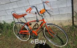 Vintage 1972 Schwinn Stingray Manta Ray disc brake Kool Orange 5 speed bicycle