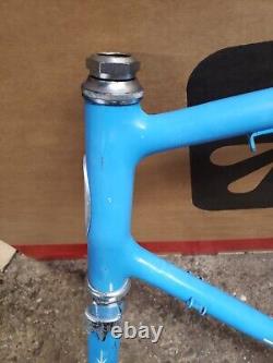 Vintage 1974 Opaque Blue Tall Frame Curved Seat Tube Sprint Frame Fork Ten Speed