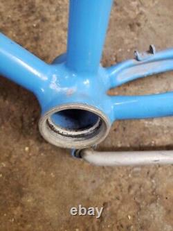 Vintage 1974 Opaque Blue Tall Frame Curved Seat Tube Sprint Frame Fork Ten Speed