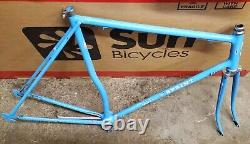 Vintage 1974 Opaque Blue Tall Frame Curved Seat Tube Sprint Frame Fork Ten Speed