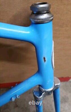 Vintage 1974 Opaque Blue Tall Frame Curved Seat Tube Sprint Frame Fork Ten Speed