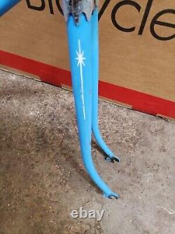 Vintage 1974 Opaque Blue Tall Frame Curved Seat Tube Sprint Frame Fork Ten Speed