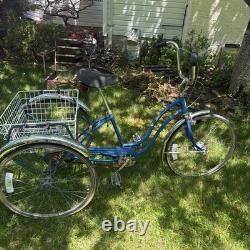 Vintage 1980 Schwinn Town and Country Tricycle Bike Blue Tri Wheel BR560486 AT2