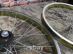 Vintage 1980's BMX Schwinn Thrasher 36 Spoke Rims Yellow / Gold CMC 20 x 2.125