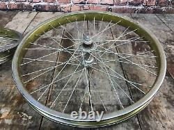 Vintage 1980's BMX Schwinn Thrasher 36 Spoke Rims Yellow / Gold CMC 20 x 2.125