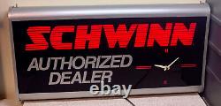 Vintage 1980's Schwinn Bicycle Authorized Light Up Dealer Sign & Clock Excellent