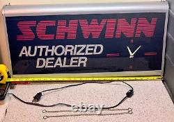 Vintage 1980's Schwinn Bicycle Authorized Light Up Dealer Sign & Clock Excellent