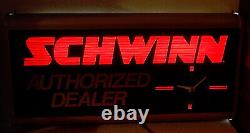 Vintage 1980's Schwinn Bicycle Authorized Light Up Dealer Sign & Clock Excellent