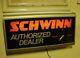 Vintage 1980's Schwinn Lighted Dealer Sign & Clock Bicycle Collector Man Cave