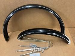 Vintage 24 Balloon Tire Bicycle Black Fender Set NOS Schwinn Shelby Monark &&&