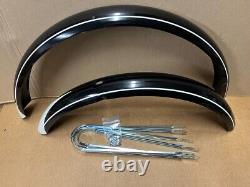 Vintage 24 Balloon Tire Bicycle Black Fender Set NOS Schwinn Shelby Monark &&