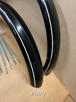 Vintage 24 Balloon Tire Bicycle Black Fender Set NOS Schwinn Shelby Monark &&