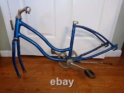 Vintage 70s Lil Chik Stingray Original Schwinn Blue Frame Fork Pedal PARTS Only
