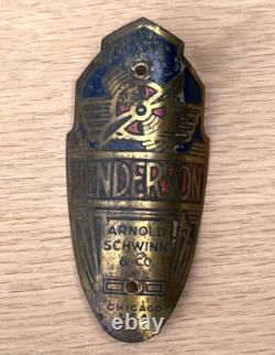 Vintage Arnold Schwinn Co. Henderson Bicycle Bike Head Badge Chicago USA Antique