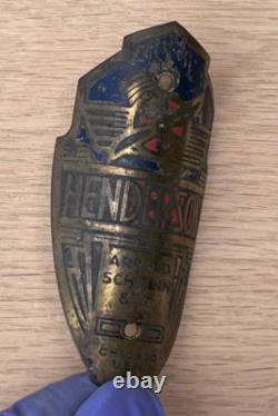 Vintage Arnold Schwinn Co. Henderson Bicycle Bike Head Badge Chicago USA Antique