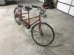 Vintage Beautiful Red Schwinn Twinn Tandem Bicycle Red Bike Chicago