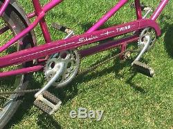 Vintage Beautiful Violet Schwinn Twinn Tandem Bicycle Pink Purple Bike