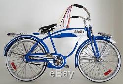 Vintage Bicycle Antique Classic 1950s Bike Cycle Blue Trim Metal Midget Model