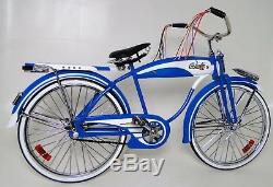 Vintage Bicycle Antique Classic 1950s Bike Cycle Blue Trim Metal Midget Model