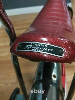 Vintage Cardinal Red Schwinn Sting Ray Pixie 2 Bicycle 16 in Tire 1977 EUC