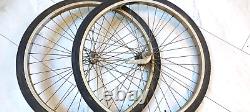 Vintage GC Pair 26 Schwinn Bicycle, S-7 Center Stamped Chromed Wheels 1950/60s