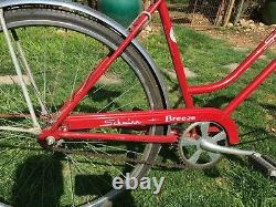 Vintage Girls Red Schwinn Bike The Breeze 1960s, 26 inch bike