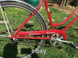 Vintage Girls Red Schwinn Bike The Breeze 1960s, 26 inch bike