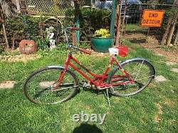 Vintage Girls Red Schwinn Bike The Breeze 1960s, 26 inch bike