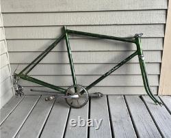 Vintage Green Schwinn Collegiate Bike Frame 1970s, Fork, Pedals & Sprocket