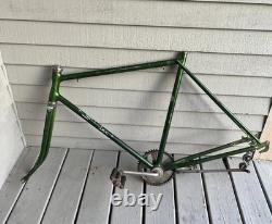 Vintage Green Schwinn Collegiate Bike Frame 1970s, Fork, Pedals & Sprocket