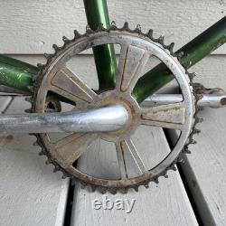 Vintage Green Schwinn Collegiate Bike Frame 1970s, Fork, Pedals & Sprocket
